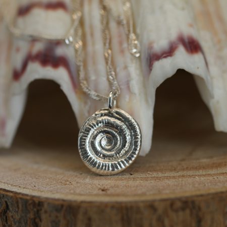 Handmade Hallmarked Sterling Silver Ammonite Pendant and Chain