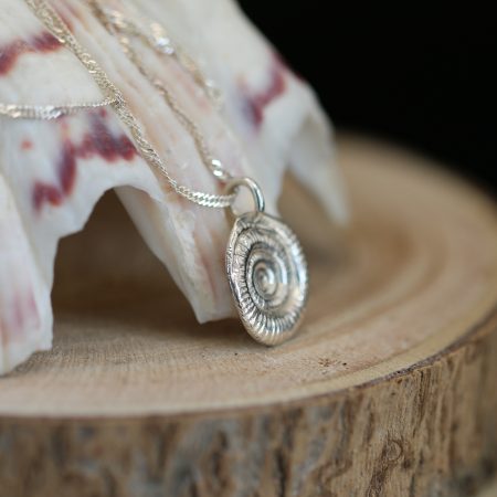 Handmade Hallmarked Sterling Silver Ammonite Pendant and Chain