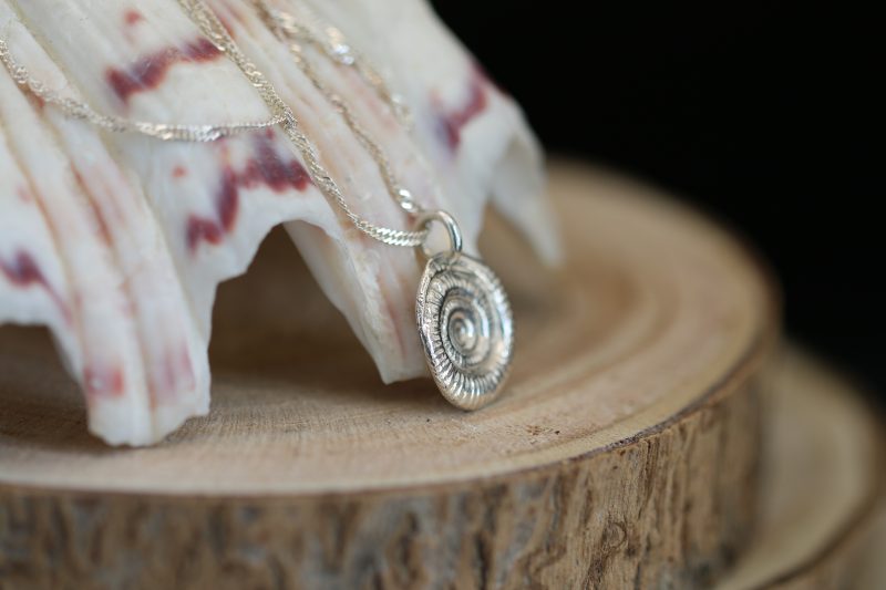Handmade Hallmarked Sterling Silver Ammonite Pendant and Chain