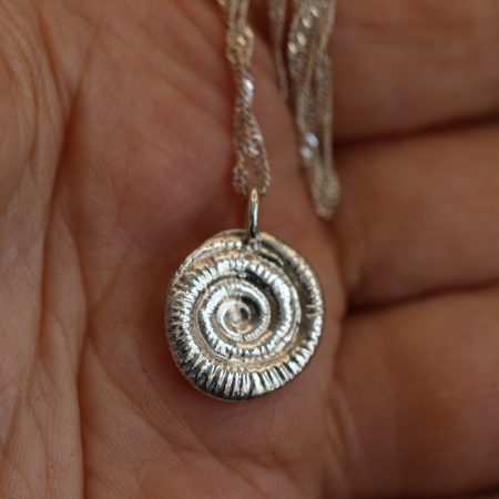 Handmade Hallmarked Sterling Silver Ammonite Pendant and Chain