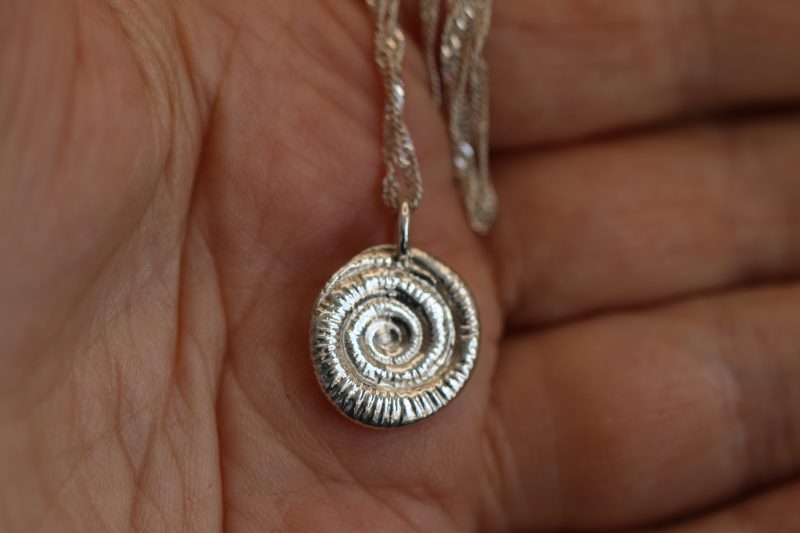 Handmade Hallmarked Sterling Silver Ammonite Pendant and Chain