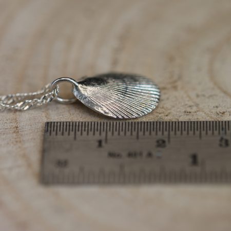Handmade Hallmarked Sterling Silver Queen Scallop Shell Pendant and Chain