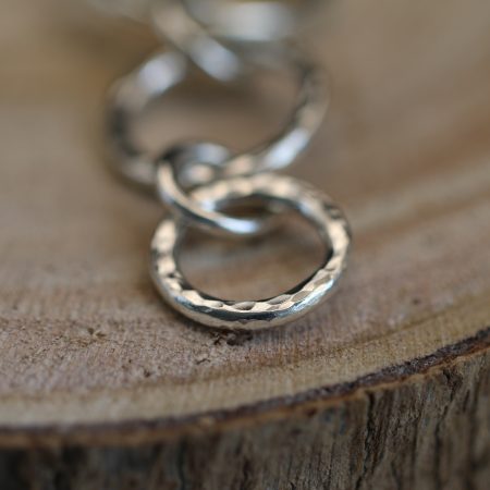 Handmade Hallmarked Sterling Silver Hammered 3 Circle Drop Pendant 18" Chain