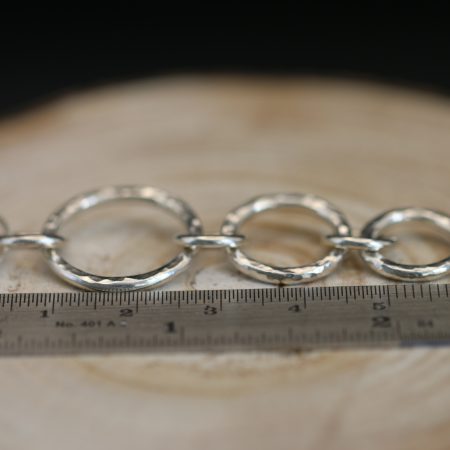 Handmade Hallmarked Sterling Silver Hammered 3 Circle Drop Pendant 18" Chain