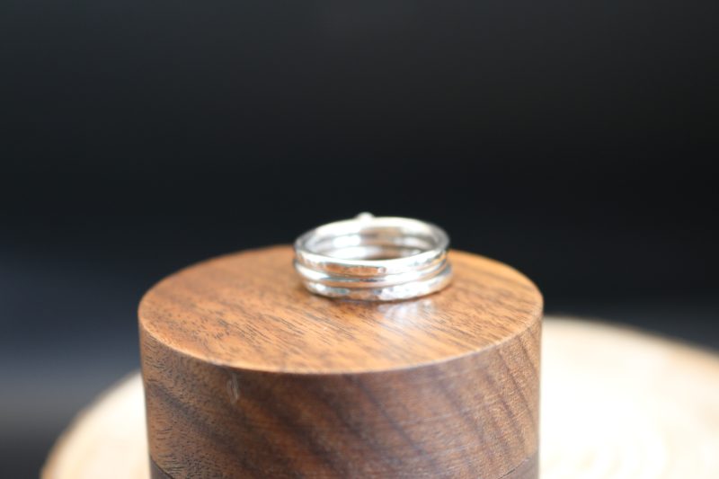 Handmade Hallmarked Sterling Silver Stacking Ring Set with Cockle Shell Accent Size L