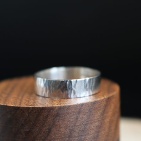 Handmade Hallmarked Sterling Silver Wide Hammered Ring Size Y