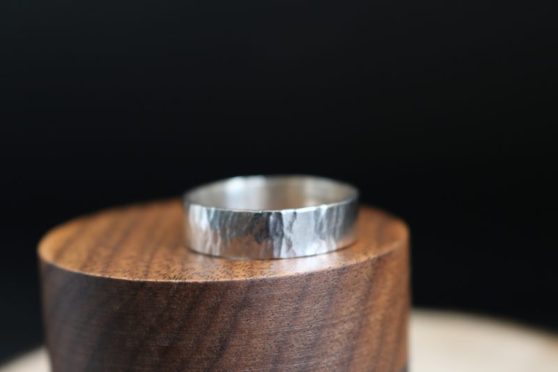 Handmade Hallmarked Sterling Silver Wide Hammered Ring Size Y