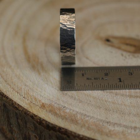 Handmade Hallmarked Sterling Silver Wide Hammered Ring Size Y