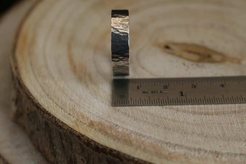 Handmade Hallmarked Sterling Silver Wide Hammered Ring Size Y