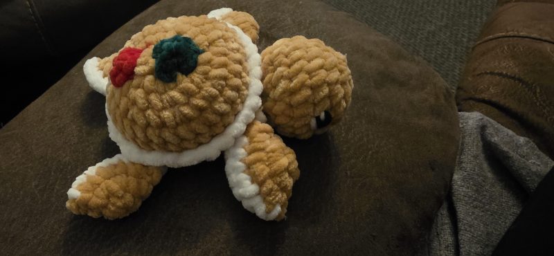 Handmade Crocheted Soft Turtle Plushie, 4 Inches, Custom Colours