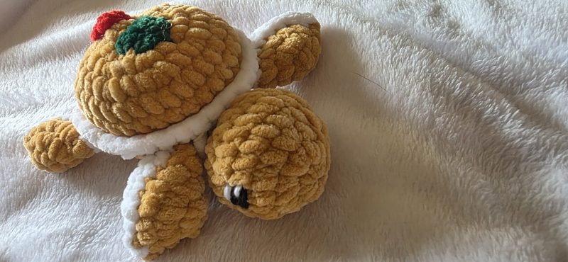 Handmade Crocheted Soft Turtle Plushie, 4 Inches, Custom Colours