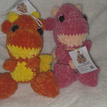 Handmade Soft Toy Dragon Plush, Custom Colour, 5 Inches Tall