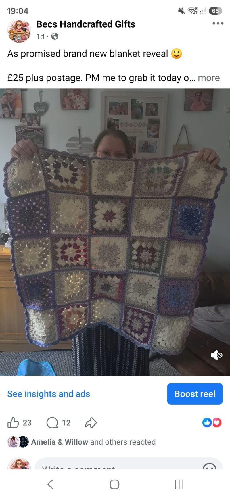 31 inch square baby blanket /knee blanket.