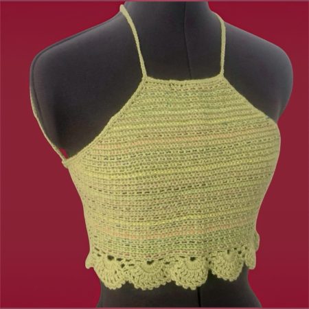 Handmade Lime Green Crochet Halter Crop Top (Size XS-S)