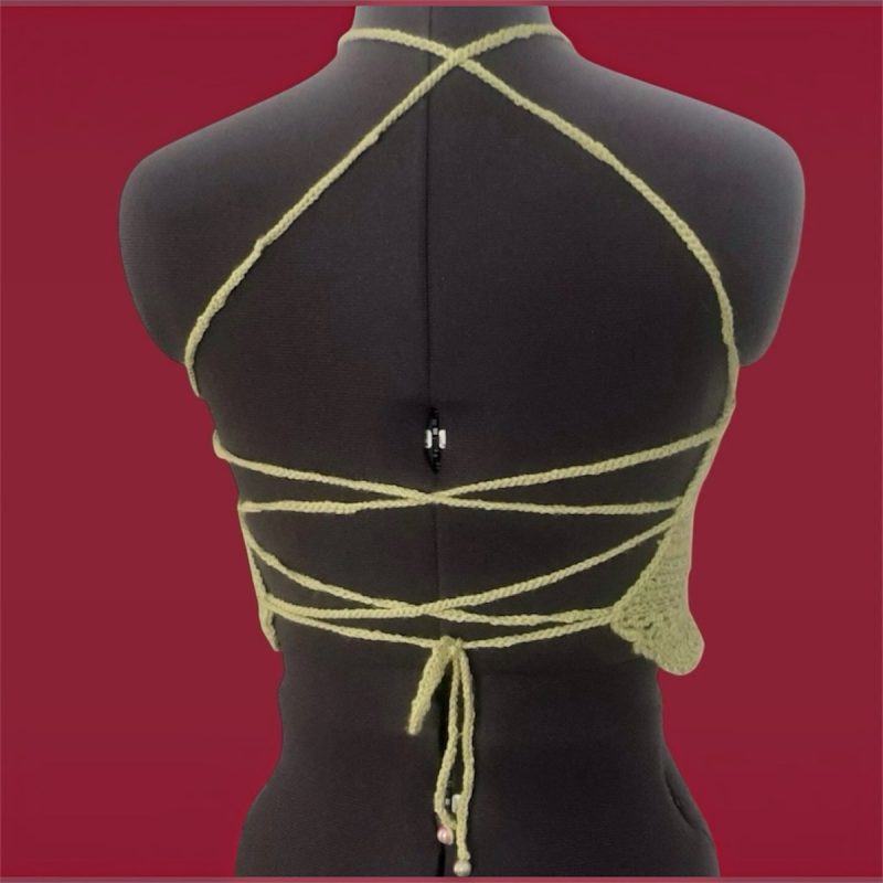 Handmade Lime Green Crochet Halter Crop Top (Size XS-S)