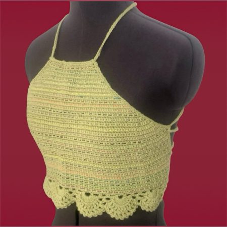 Handmade Lime Green Crochet Halter Crop Top (Size XS-S)