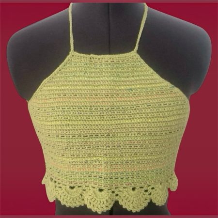 Handmade Lime Green Crochet Halter Crop Top (Size XS-S)
