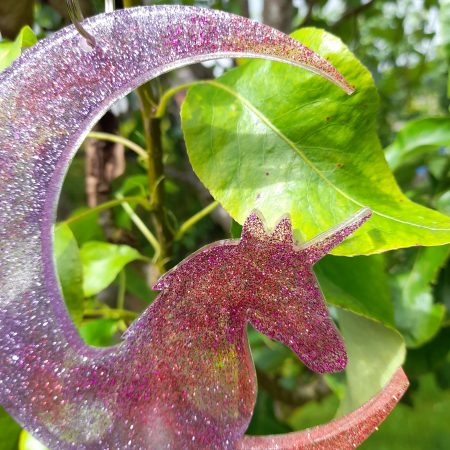 Very Cute Sparkly Resin Unicorn Suncatcher in Pink and Purple. A Lovely Gift For A Childs Room