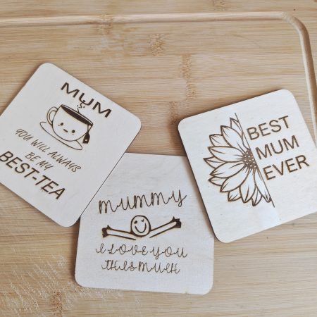 wooden Mum coaster