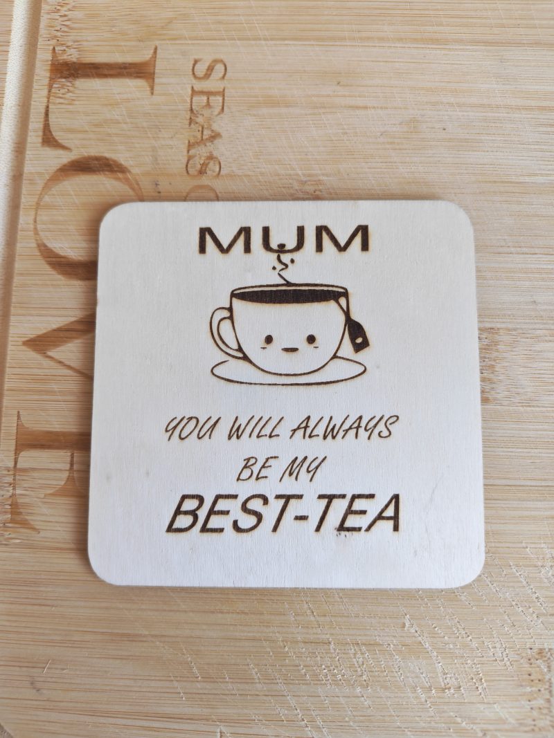 wooden Mum coaster