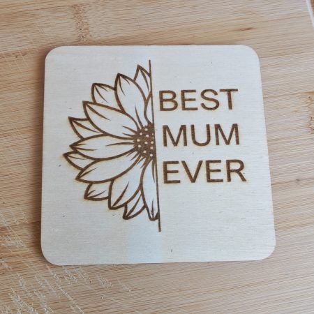 wooden Mum coaster
