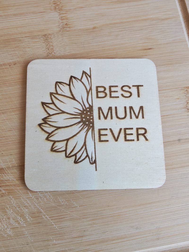 wooden Mum coaster