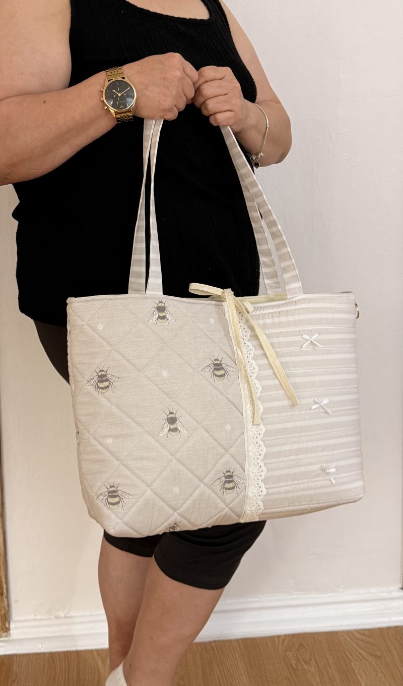 Handmade Pink Quilted Tote Bag – Cottagecore & Coquett