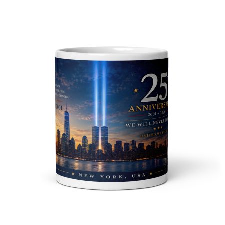 9/11 25th Anniversary Memorial 11oz White Ceramic Mug