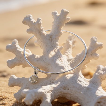 Coastal Sterling Silver Sand Dollar Charm Bangle