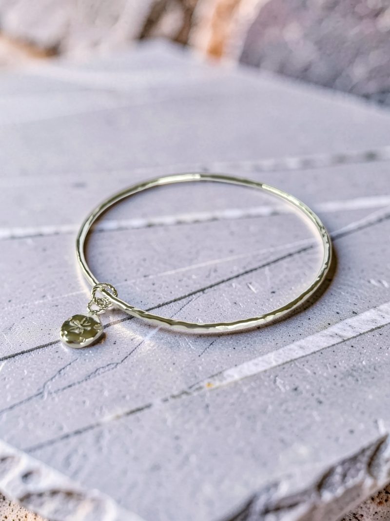 Coastal Sterling Silver Sand Dollar Charm Bangle