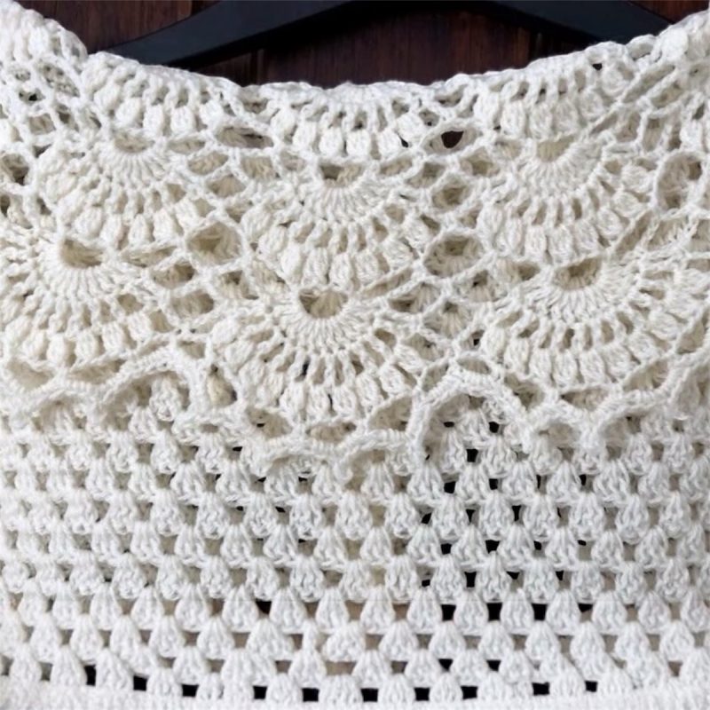 Handmade Crochet Crop Cardigan/ Top in Baby Corn Yellow with Lace Peter Pan Collar Size M