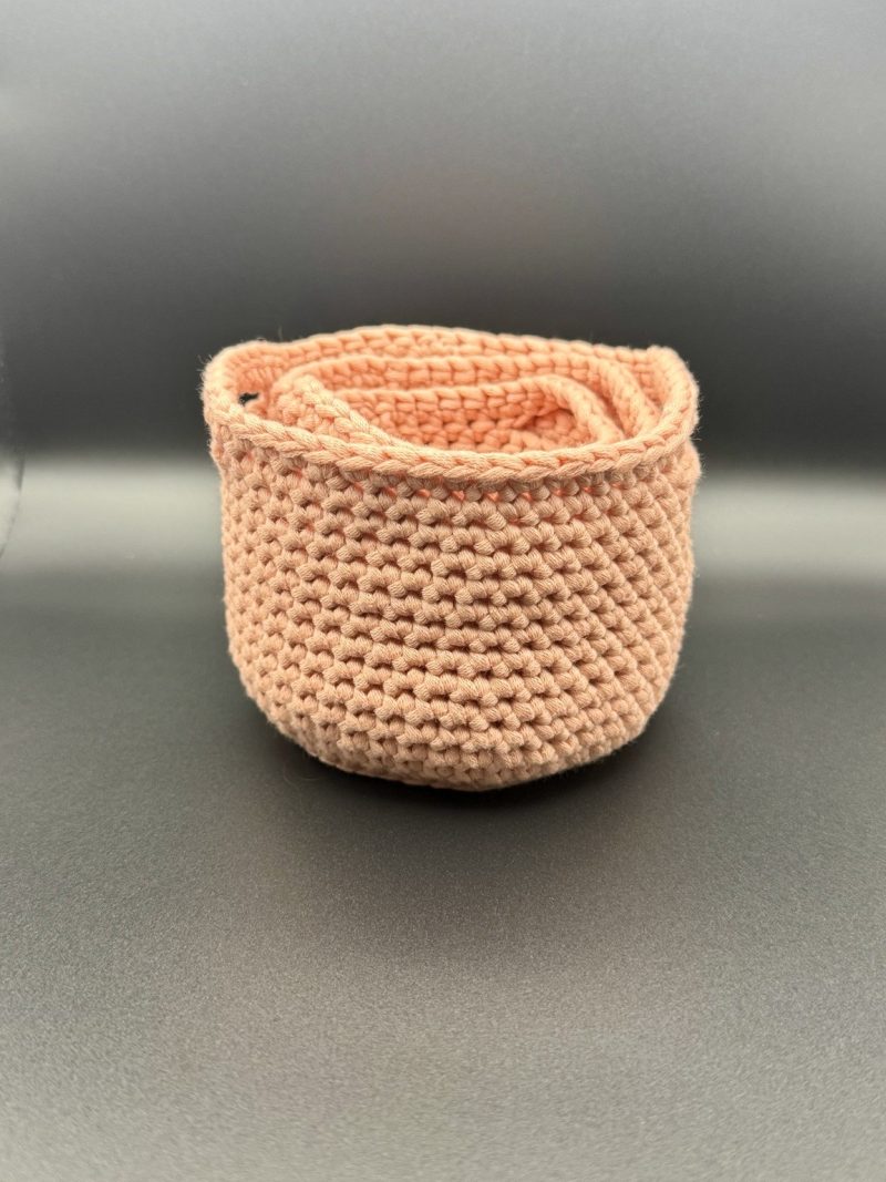 Handmade Crochet Nesting Baskets – Set of 3 Mini Trinket Storage Baskets