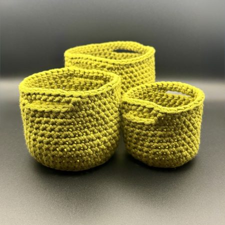 Handmade Crochet Nesting Baskets – Set of 3 Mini Trinket Storage Baskets