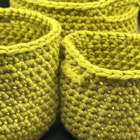 Handmade Crochet Nesting Baskets – Set of 3 Mini Trinket Storage Baskets