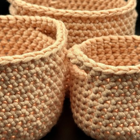 Handmade Crochet Nesting Baskets – Set of 3 Mini Trinket Storage Baskets