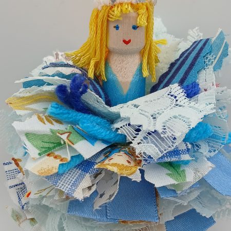 Handmade Whimsical Wooden Peg Doll Decoration, Unique Design, Alice Doll