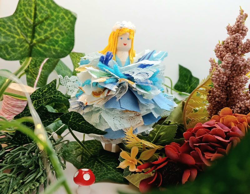 Handmade Whimsical Wooden Peg Doll Decoration, Unique Design, Alice Doll