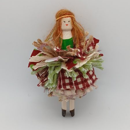 Handmade Whimsical Wooden Peg Doll Decoration, Unique Design, Hazel Doll