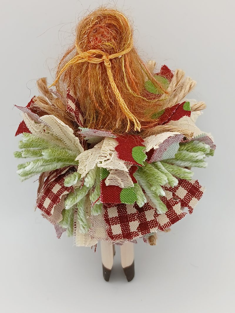 Handmade Whimsical Wooden Peg Doll Decoration, Unique Design, Hazel Doll