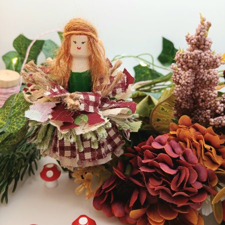 Handmade Whimsical Wooden Peg Doll Decoration, Unique Design, Hazel Doll