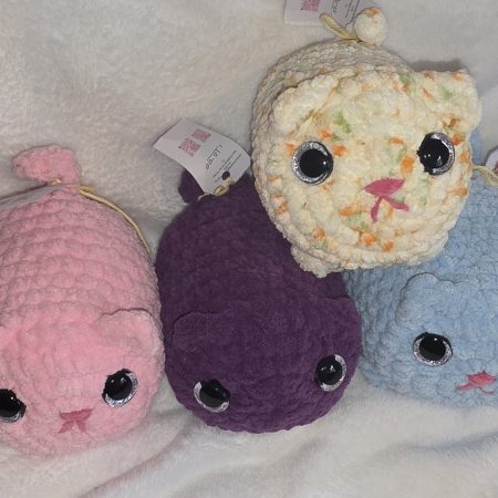 Hand Crocheted 8 Inch Plush Loaf Cat Soft Toy in Various Colours