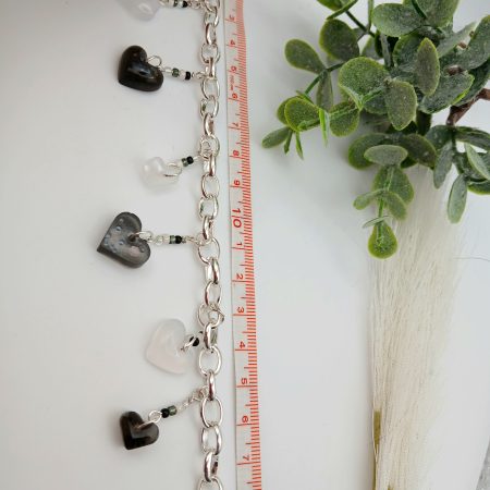 Monochrome Heart Chunky Charm bracelet with accent beads