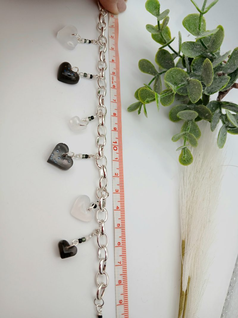 Monochrome Heart Chunky Charm bracelet with accent beads