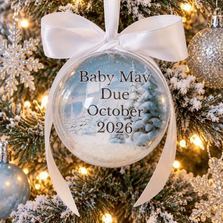 8cm Beautiful Personalised Baby Scan Bauble, Bumps 1st Christmas Bauble