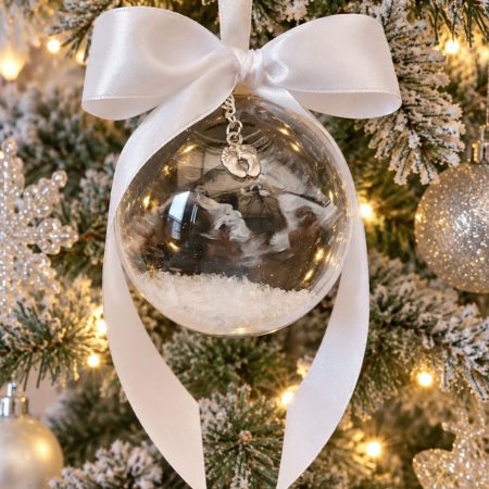 8cm Beautiful Personalised Baby Scan Bauble, Bumps 1st Christmas Bauble