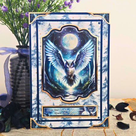 Handmade Owl Birthday Card In Deep Blue