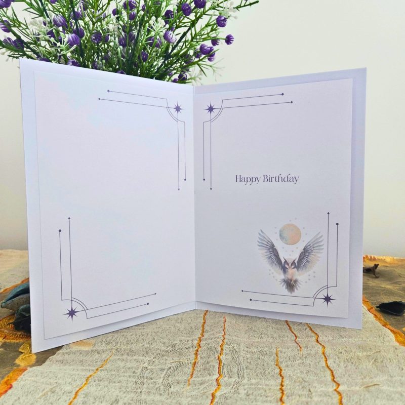 Handmade Owl Birthday Card In Deep Blue