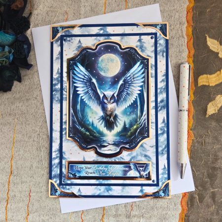 Handmade Owl Birthday Card In Deep Blue