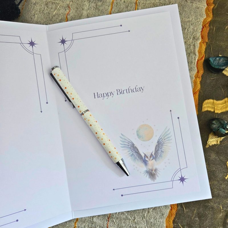 Handmade Owl Birthday Card In Deep Blue