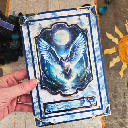 Handmade Owl Birthday Card In Deep Blue